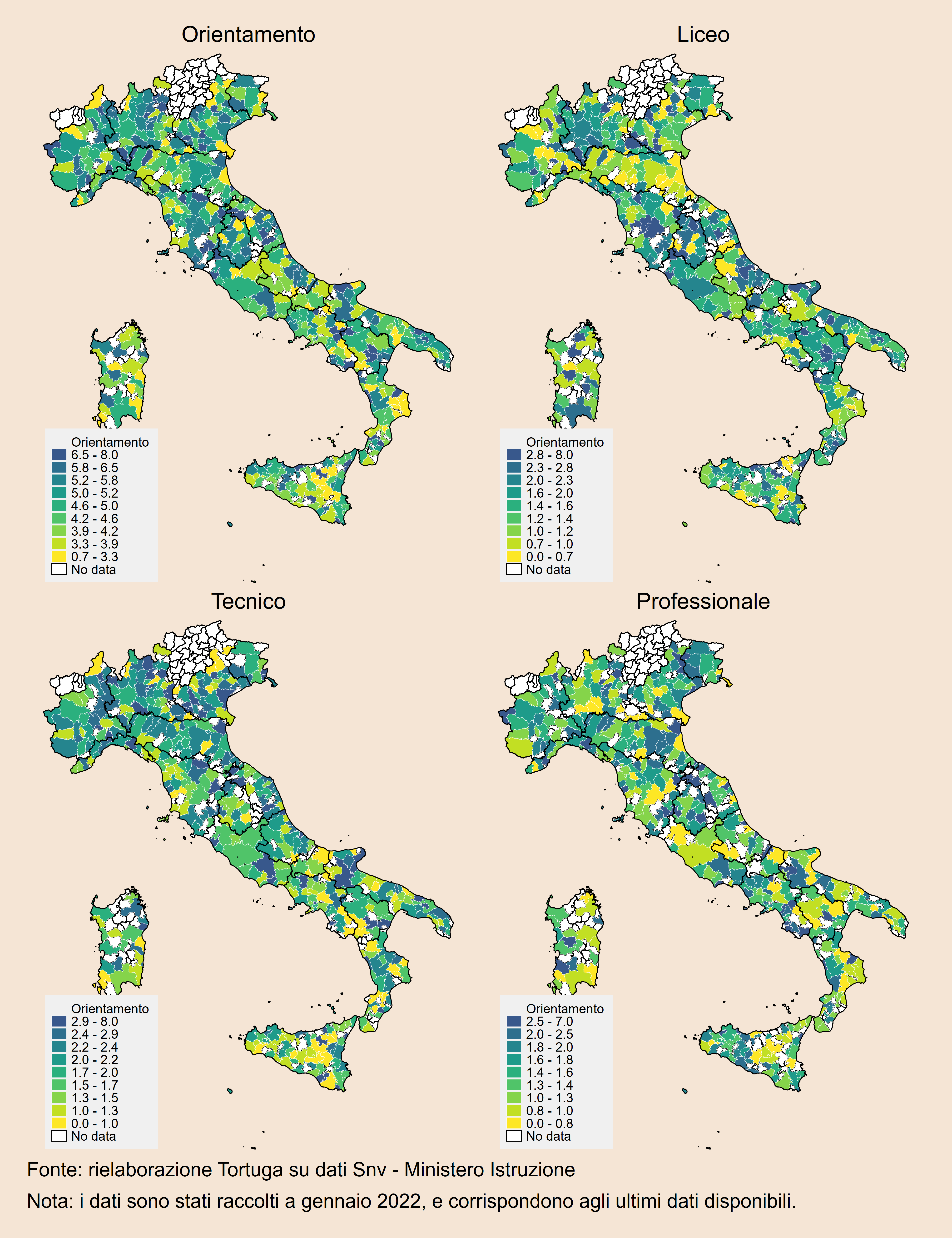 Figura 1: Indice Orientamento per Sistema Locale del Lavoro (fonte: rielaborazione Tortuga su dati Snv)