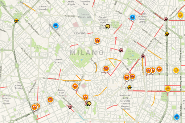 Mappa di Milano (fonte: Waze)